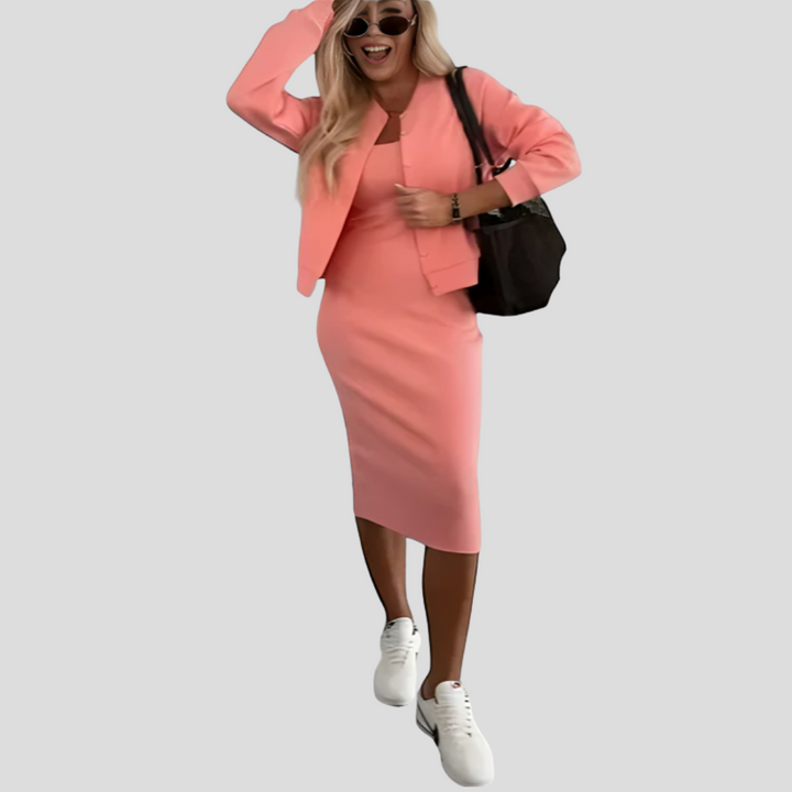 Karin™ | Completo con Abito Midi in Maglia a Coste